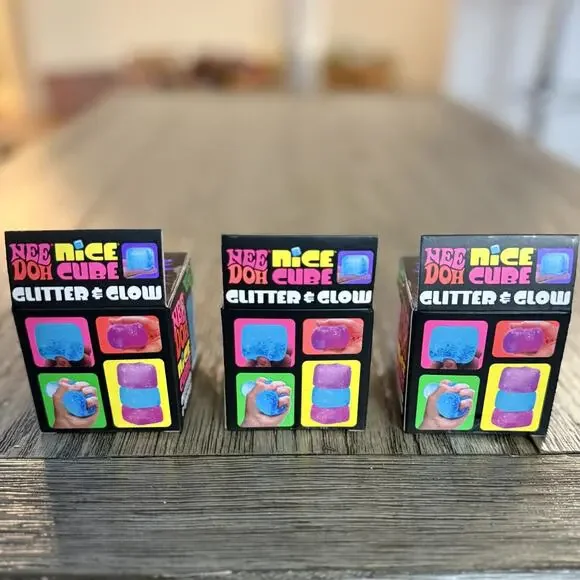 BUNDLE OF 3 - NeeDoh Nice Cube Glitter & Glow Squishy Toy Random Color - Picture 7 of 11